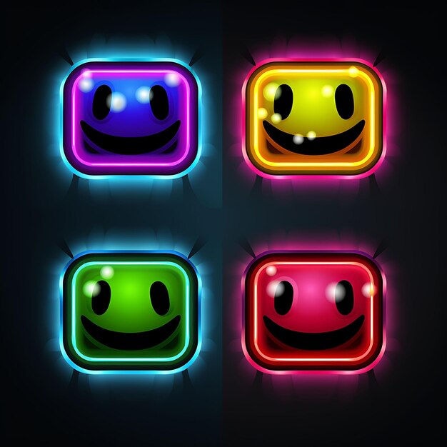 Neon-Design des lachenden Gesichts-Symbols Emoji mit unkontrollierbarem Lachen Hilari Clipart-Aufkleber-Set