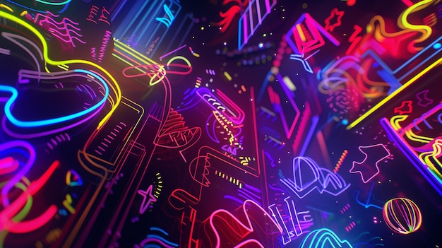 Neon Doodles Coloridos RTX Profissional em 120 FPS