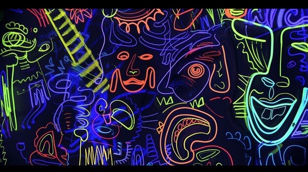 Foto neon doodles coloridos rtx profissional em 120 fps