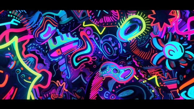 Foto neon doodles coloridos rtx profissional em 120 fps