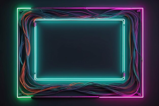 Foto neon drahtrahmen-mockup