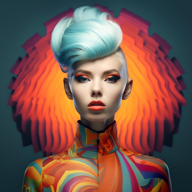 Foto neon dreams futuristische porträts cyberpunk mode und bunte kreationen