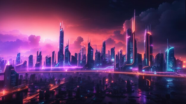 Neon Dreams Futuristisches Stadtbild von Mike Winkelmann