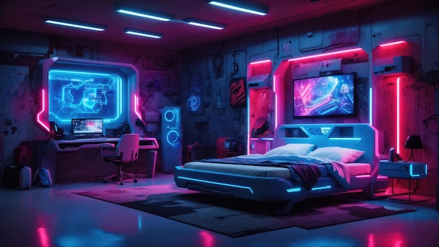 Foto neon dreams o santuário cyberpunk do edge runner