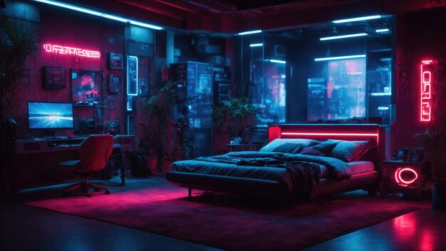 Foto neon dreams o santuário cyberpunk do edge runner