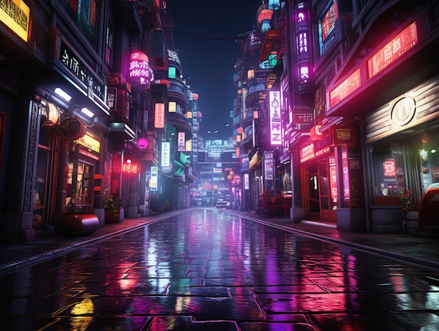 Neon Dreamscape Hyperrealistische, von den 80ern inspirierte Stadt