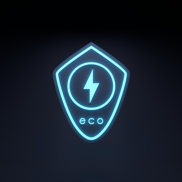 Neon ECO icono Ecología Conservación Concierto 3d render ilustración