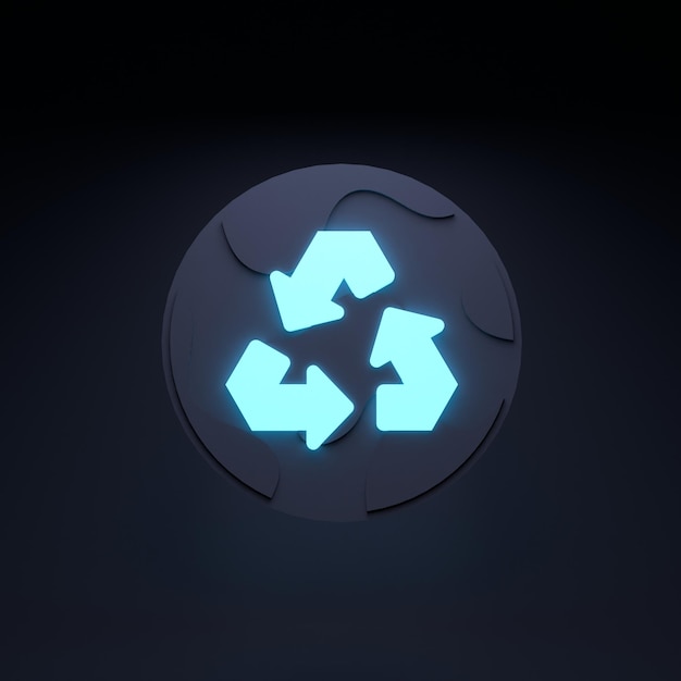 Neon ECO-Symbol Ökologie Conservation Concert 3d-Renderillustration