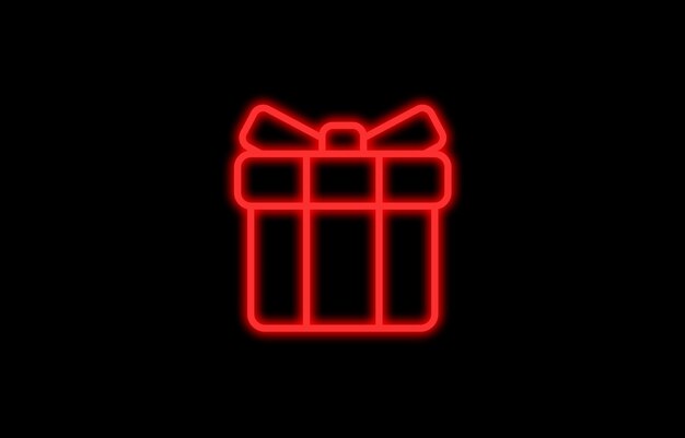 Neon-Effekt Geschenkbox-Symbol Umrisse Sammlungssymbol