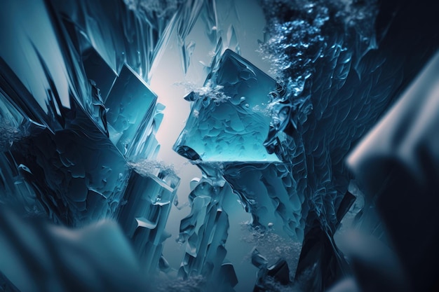 Neon-Eiskristalle als abstrakte 3D-Geometrie Hintergrundbild Illustration AI-Generation