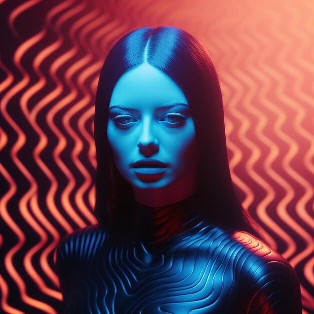 Neon Elegance Una fusión futurista de mujeres cibernéticas y retratos etéreos