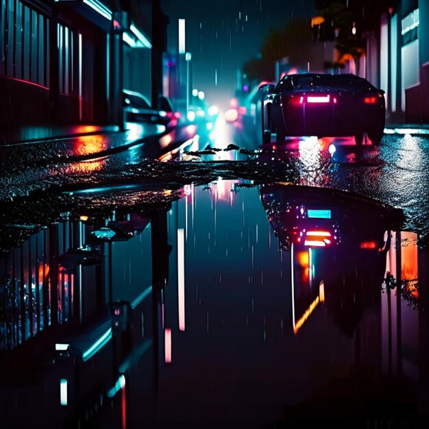 Foto neon estrada atmosfera rua cyberpunk onda retro cidade fundo urbano