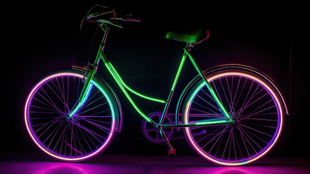 Neon-Fahrradlichter, die neonfarben sind und im Dunkeln leuchten