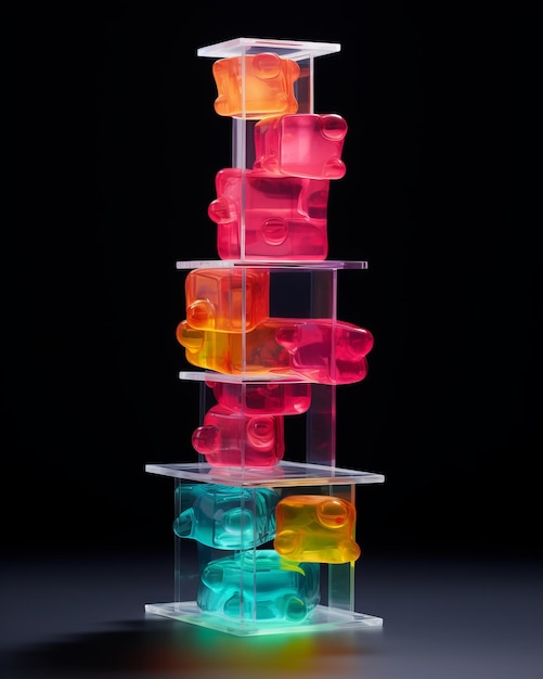 Foto neon fusion go nagai's gastronomia molecular haribo gummy tem um número mínimo extr de publicidade