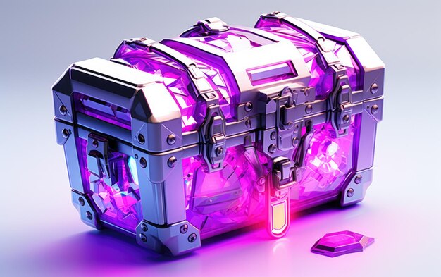 Neon futurista Loot Crate Treasure Chest ilustração vetorial para Game Desgin