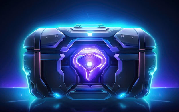 Neon-Futuristische Loot Crate Schatzkiste Vektor-Illustration für Game Desgin