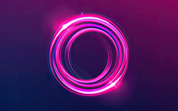 Neon-gerundeter Kreisrahmen mit leuchtenden Effekten auf dunklem Hintergrund mit Generativer KI