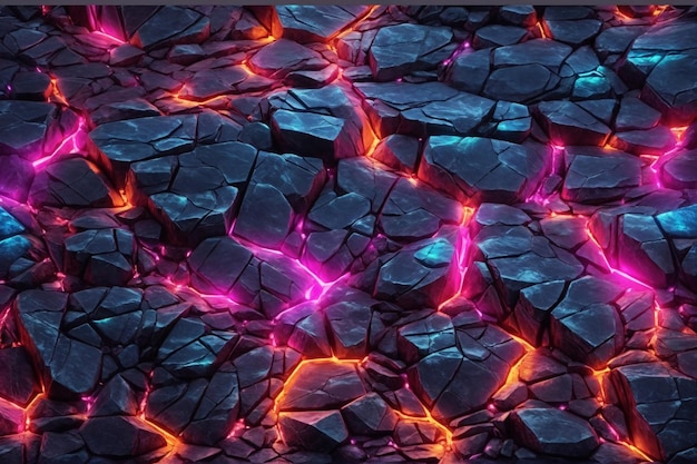 Neon-Gesteinstextur Hintergrund Neon-Stein-Textur Hintergrund Lava-Gestein Hintergrund Fels hintergrund Stein Hintergrund Magma-Fels Hintergrund KI Generativ