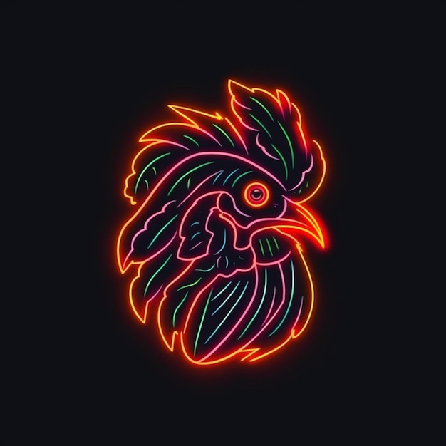 Neon-Hahnkopf-Logo