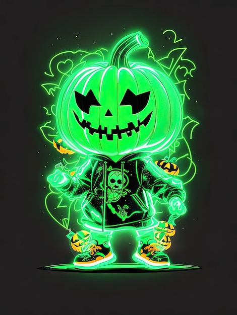 Neon Halloween Spectacle Skelette Kürbisse und mehr auf T-Shirts Logos und Malbücher