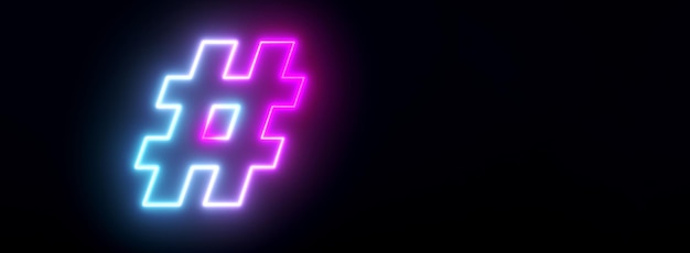 Neon hashtag panorâmico