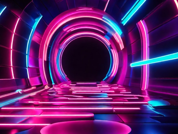 Neon-Hintergrundkonzept Disco-Neon-Licht-Huntergrund 3D-Rendering