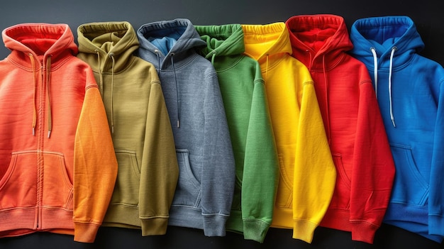 Foto neon-hoodie-mockup unter lebendigen farbigen lichtern trendy