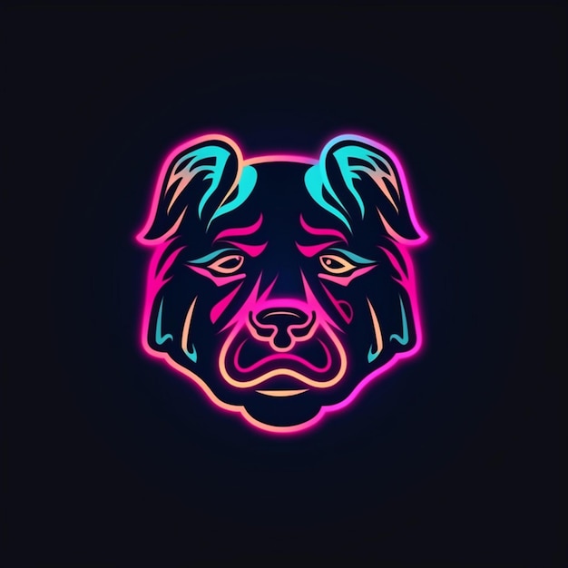 Neon-Hundekopf-Logo