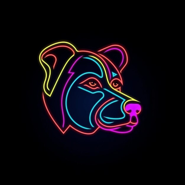 Neon-Hundekopf-Logo