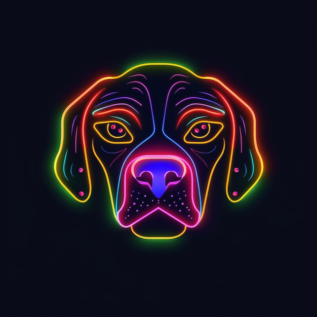 Neon-Hundekopf-Logo