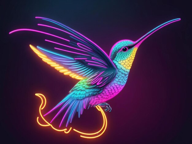 Neon-Illustration des Calibri-Vogels Kuckuck