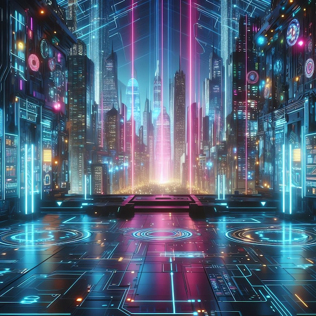 Neon iluminado fundo futurista imagem realista ultra hd alto design muito detalhado