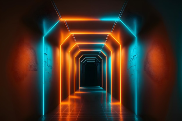 Neon-Interieur 3D-Rendering