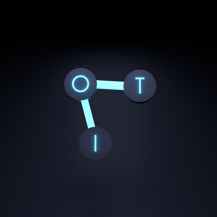 Foto neon internet cosas logo iot concepto 3d render ilustración
