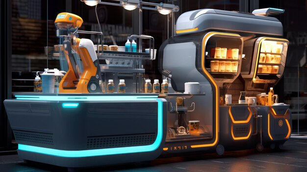 Neon-Kaffeekreation „Urban Rhapsody“ von Robotic Baristas