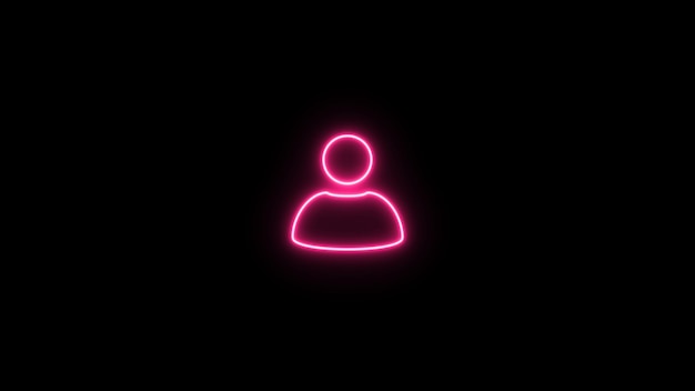 Neon leuchtendes Benutzer-Ikon Neon-Profil-Ikon Avatar Benutzerprofil-Ikonen Neon-Benutzer-Silhouette isoliert auf schwarzem Hintergrund