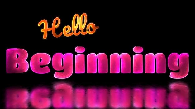 Neon-Licht-Effekt Schleife Text Anfang schwarzer Hintergrund
