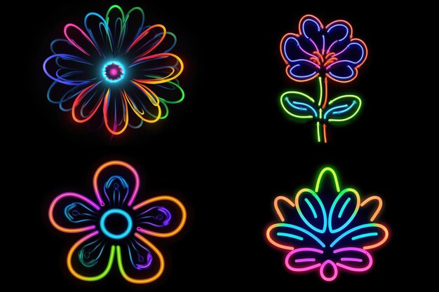 Neon-Logo im einfachen Stil FLOWER Generative Ai Technology