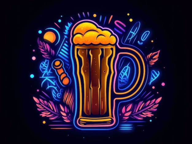 Neon-Logo mit Bierthema generiert von ai