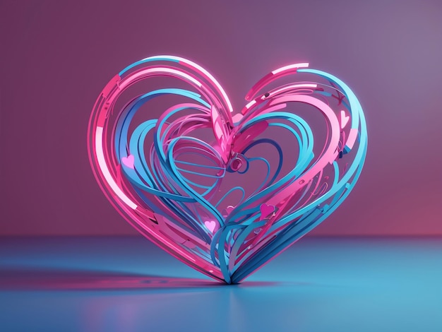 Neon Love Glow Pink und Blau Neon Love Heart Valentine Symbol Form