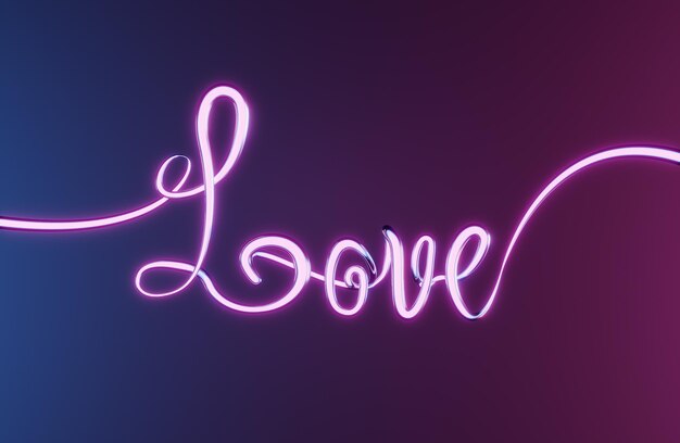 Neon Love Script em Gradiente Púrpura