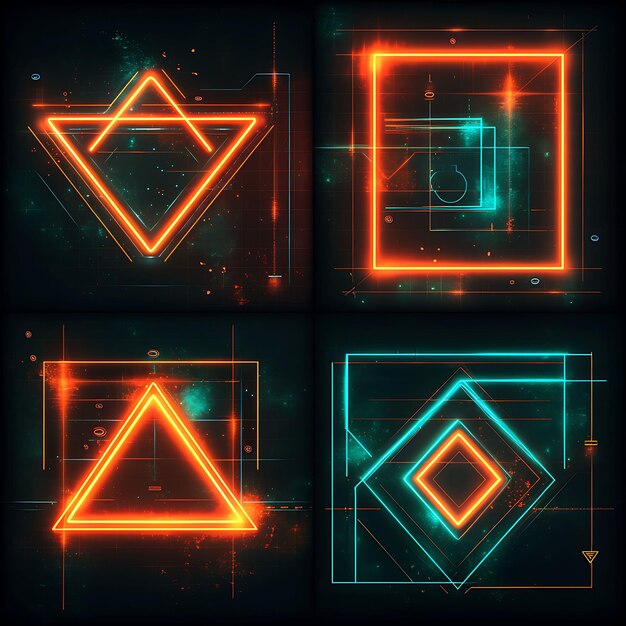 Neon-Panel-Designs und Cyberpunk-Kunst Trendsetzende digitale Assets warten auf Sie, um Ihre Bilder zu verbessern