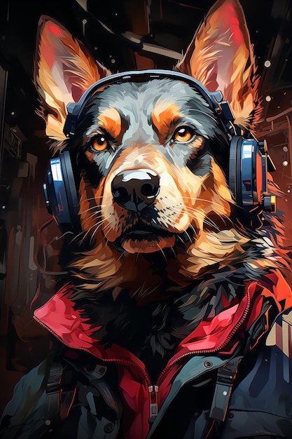 Neon Paws Cyber Collie Contemplação