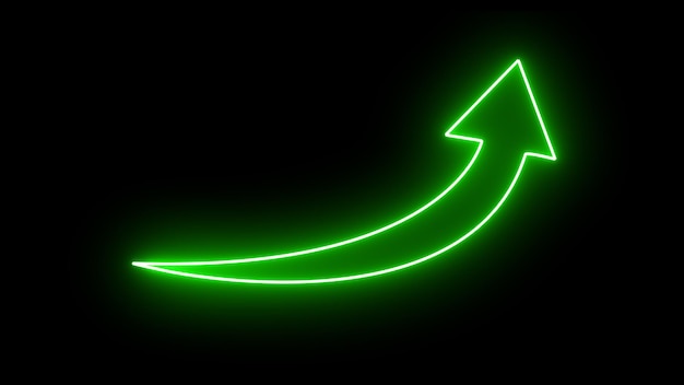 Neon-Pfeil-Schild Neon-Pfeil-Schild und Symbol Neon-Pfeil auf schwarzem Hintergrund