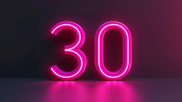 Neon Pink 3D Número 30 Crear una imagen digital cautivadora que muestre el número quot30quot renderizado