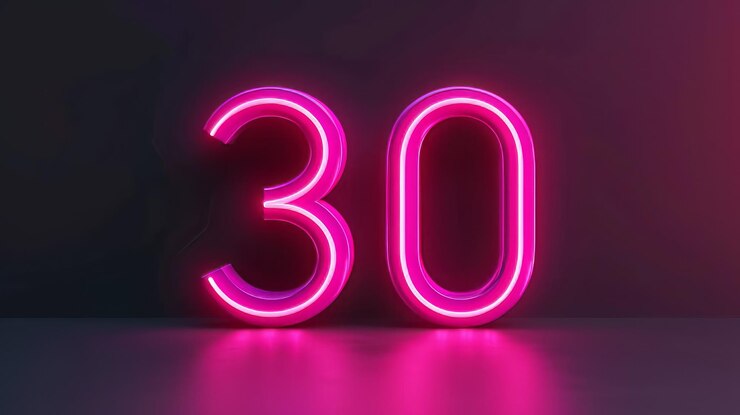 Neon Pink 3D Número 30 Crear una imagen digital cautivadora que muestre el número quot30quot renderizado