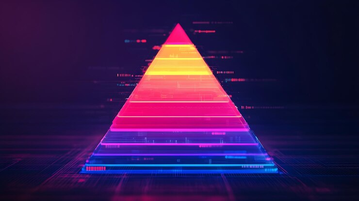 Foto neon pirámide abstracto fondo diseño de tecnología futurista
