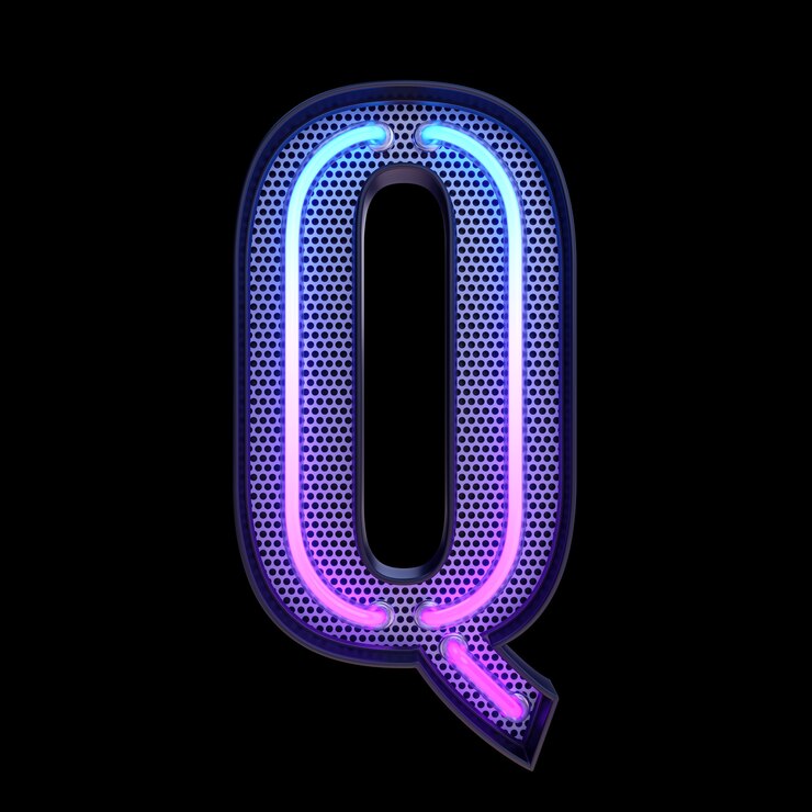 Foto neon retro light alphabet letra q aislada en un fondo negro con clipping path. ilustración 3d