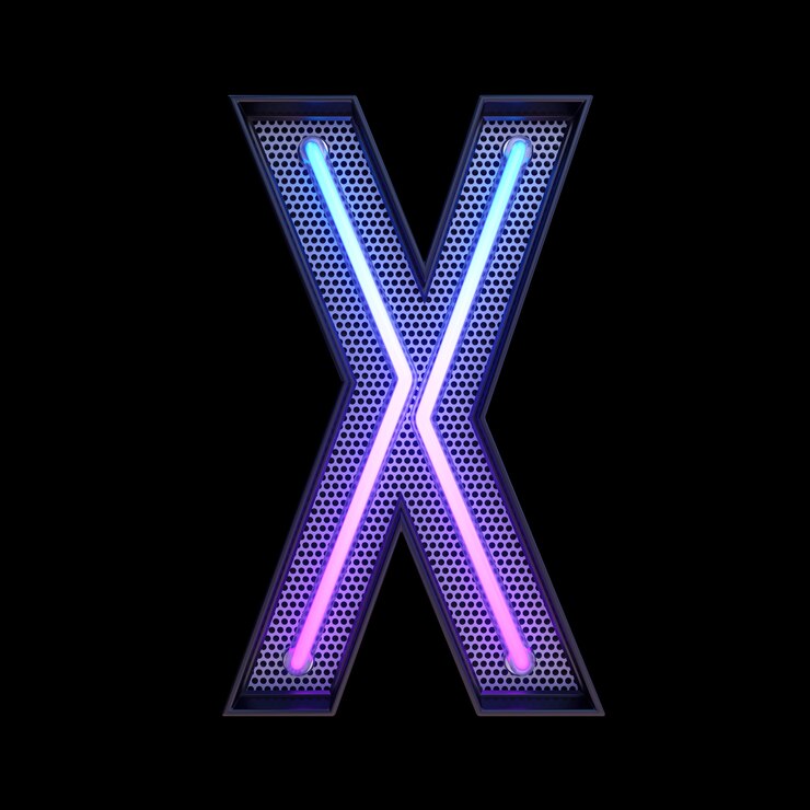 Foto neon retro light alphabet letra x aislada en un fondo negro con clipping path. ilustración 3d