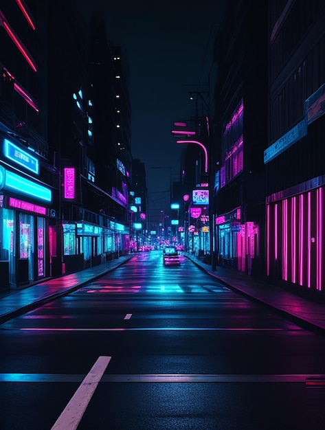 Foto neon road dunkle landschaft nachtstraße tokio szene der futuristischen stadtlandschaft